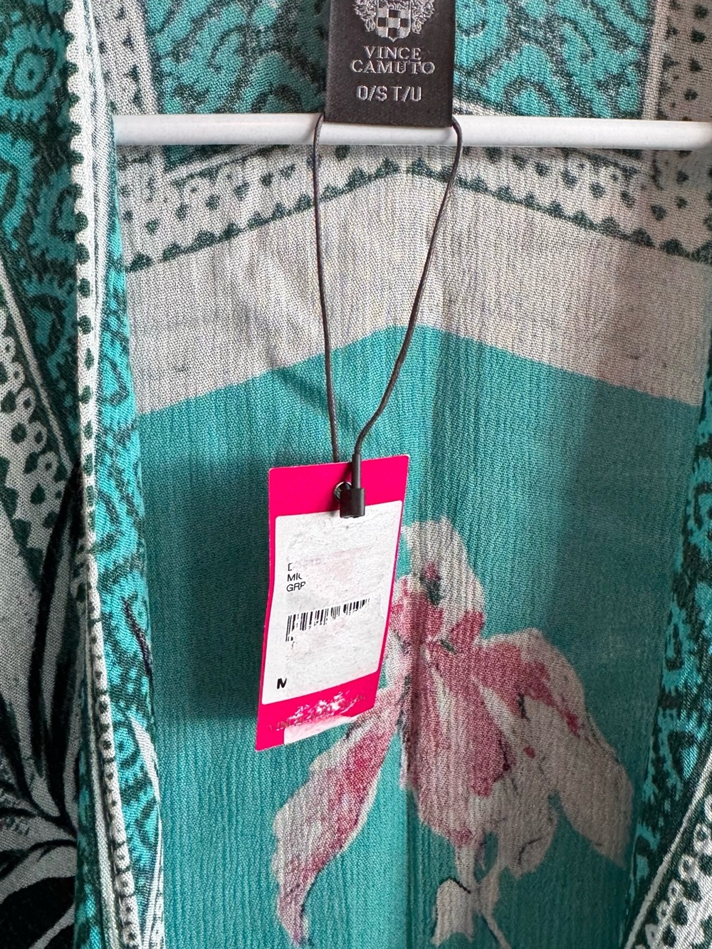 NWOT Vince Camuto Turquoise Floral Kimono Swimsuit Cover-Up - Picture 4 of 10